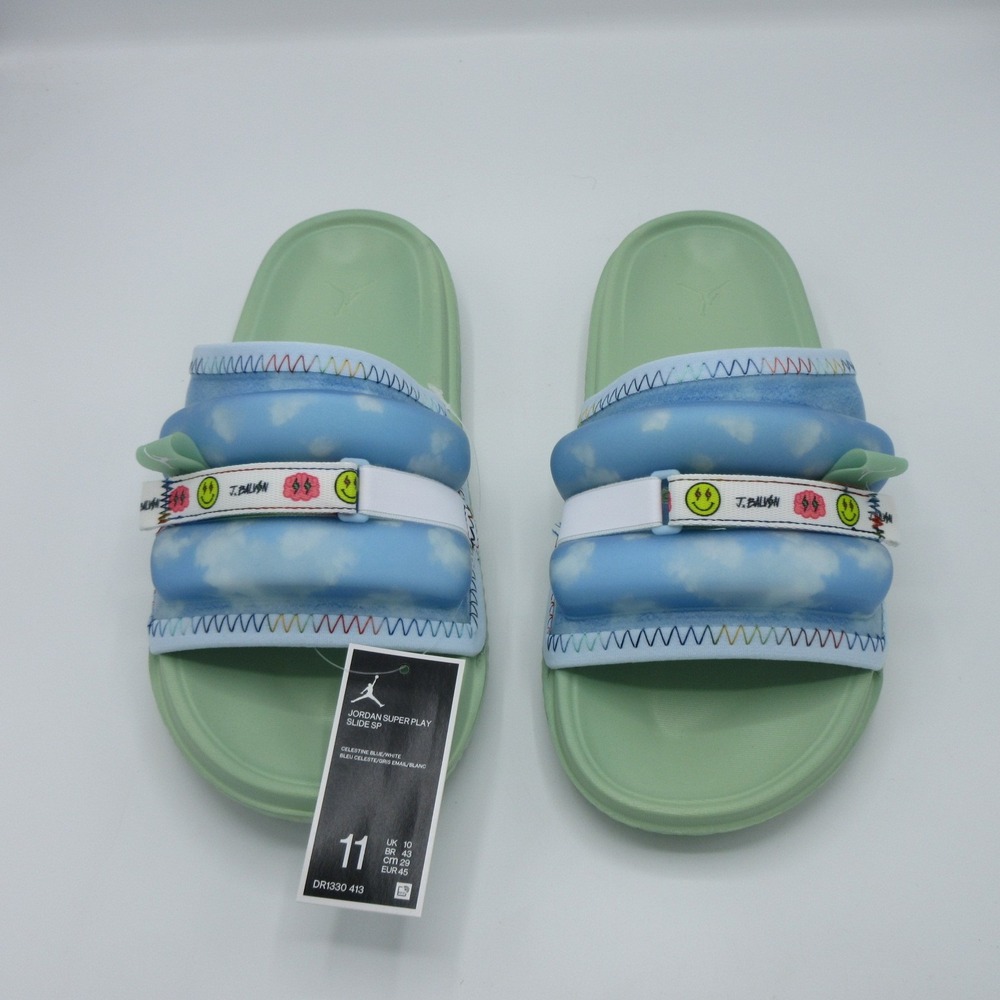 Jordan Men Size 11 Super Play Slide SP J Balvin Celestine Blue Green DR1330 413